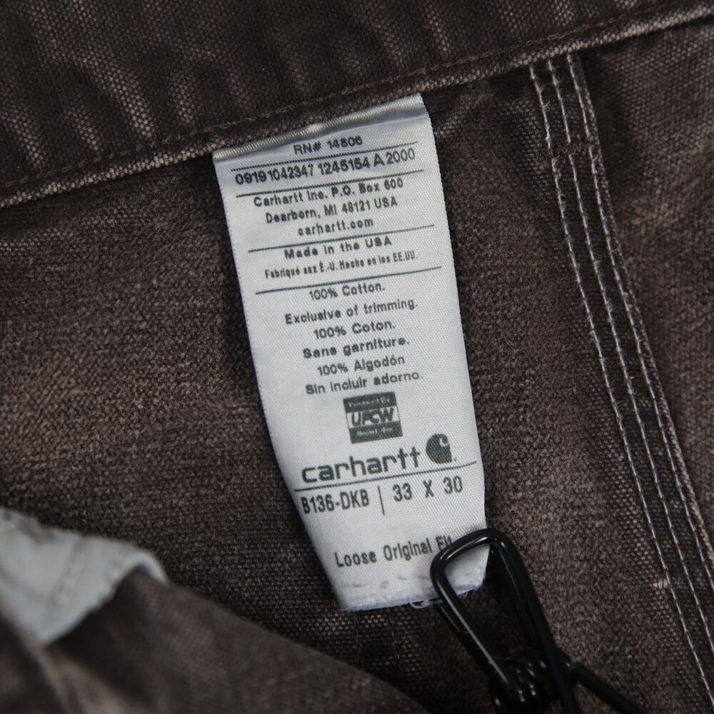 Vintage Carhartt B136 DKB Distressed Faded Brown Double Knee Pants 33x30 - Picture 14 of 16
